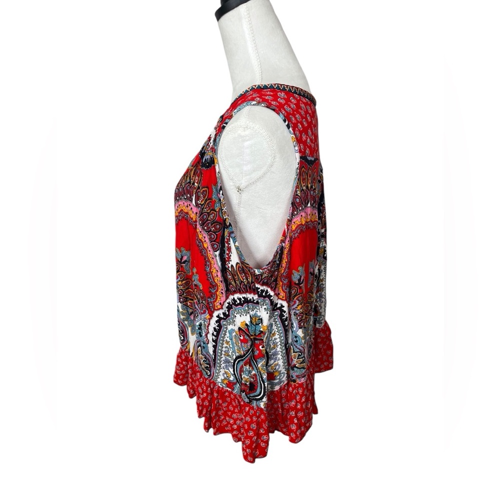 Bila boho Indian floral embroidered mixed print flowy tank XXL casual relaxed - Picture 5 of 8
